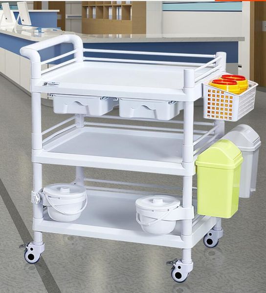 Carrello medico abs trattamento auto ospedale rack di stoccaggio mobile tavolo strumento medico salone di bellezza strumento cura auto