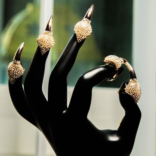 Anéis de casamento 5 pçs / conjunto gótico vintage garras de águia redimensionáveis para mulheres talon dedo anel conjunto bijoux de la bague 231101