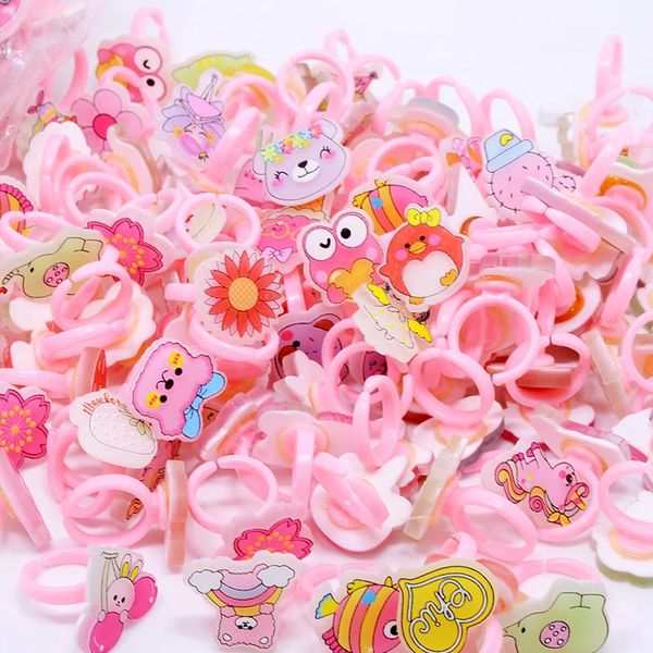 Schmuck Großhandel Bulk 50/100PCS Cartoon Tier Blume Prinzessin Finger Mädchen Kinder Ringe Kinder Geburtstag Party Supplies Spielzeug Geschenke 231101