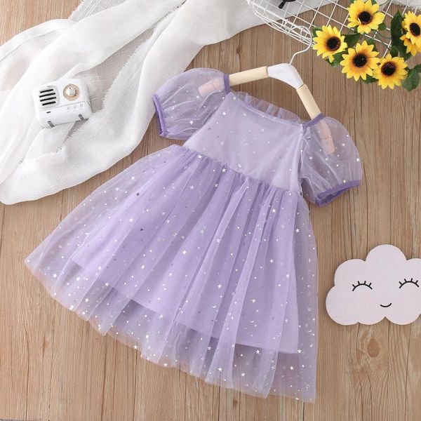 Girl Dresses Toddler Girls Short Short Bowknot Star Pauglias Tulle Ruffles Dress Dance Party 78 Abito vestiti 3_4 anni