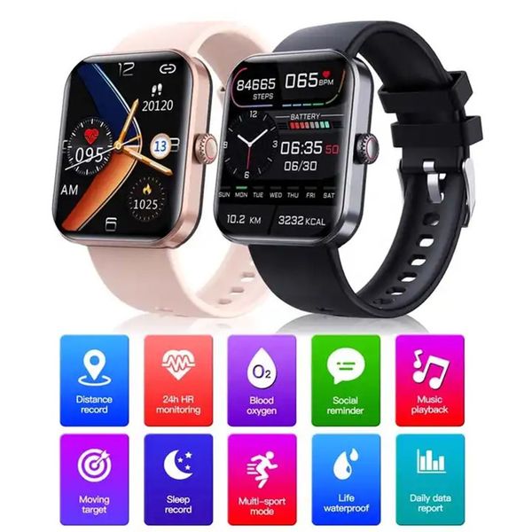 F57L Smart Watch Uomo Donna 24 ore su 24 Frequenza cardiaca Sonno Monitoraggio della temperatura corporea Bracciale Ricarica magnetica con oltre 50 modalità sportive