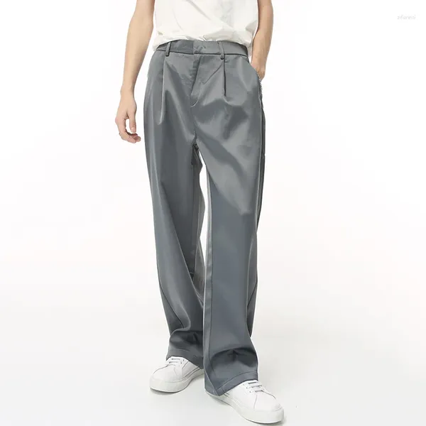 Мужские костюмы SYUHGFA, однотонные брюки, трендовые классические прямые свободные брюки в корейском стиле премиум-класса, повседневная деловая одежда