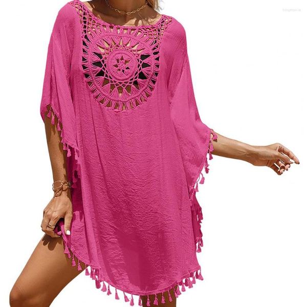 Abiti casual Fashion Beach Cover Up Comodo costume da bagno Mezze maniche Tinta unita Abito Protezione solare