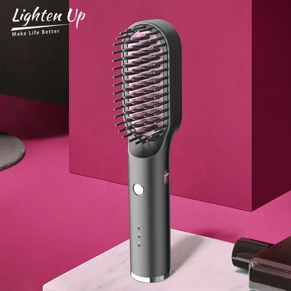 Alisadores de cabelo sem fio 5000mAh profissional rápido aquecido pente elétrico alisador de cabelo cuidados pessoais escova de penteado multifuncional 231101