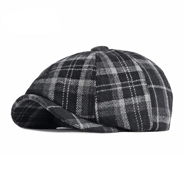 Berretti Autunno Inverno Sboy Caps Uomo Feltro di lana Cappello ottagonale Donna Berretto piatto viola nero Berretto scozzese stile britannico Pittore BoinaBerets