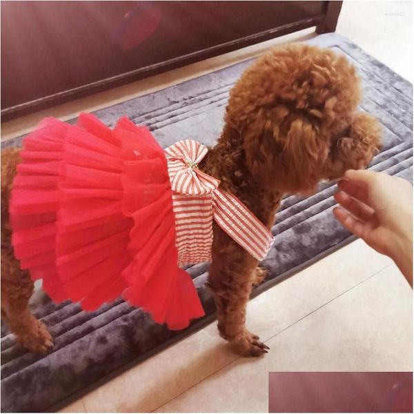 Cão vestuário cão vestuário pet filhote de cachorro tutu arco saia vestido gato princesa traje chihuahua roupas de verão bonito para cães de menina roupas femininas dhnpl