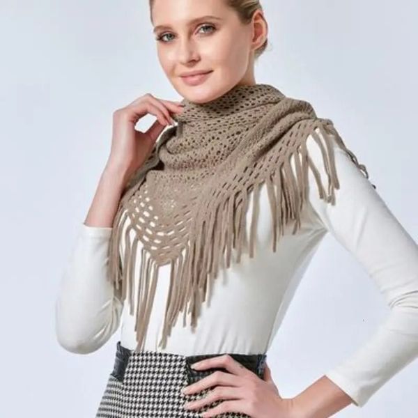 Schal Winter Kalt Kaschmir Fransen Blume Hohl Dreieck Schal Mode Einfarbig Klimaanlage Warme Wolle Gestrickte Schal T78 231101