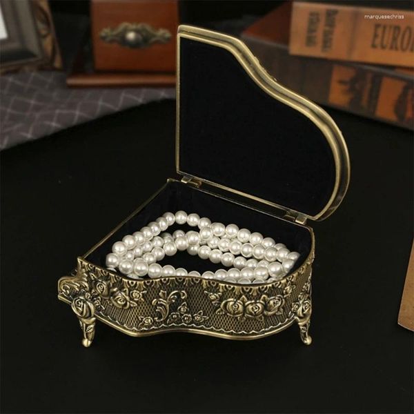 Bolsas de jóias Antique Metal Caixa de Casamento Armazenamento para Meninas Senhoras Mulheres Elegantes Duráveis Piano Forma Jóias