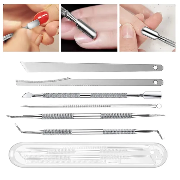 Kits de arte de unhas 2/3/6pcs removedor de cutícula de aço inoxidável dupla face dedo pele morta empurrador ferramenta de cuidados de manicure