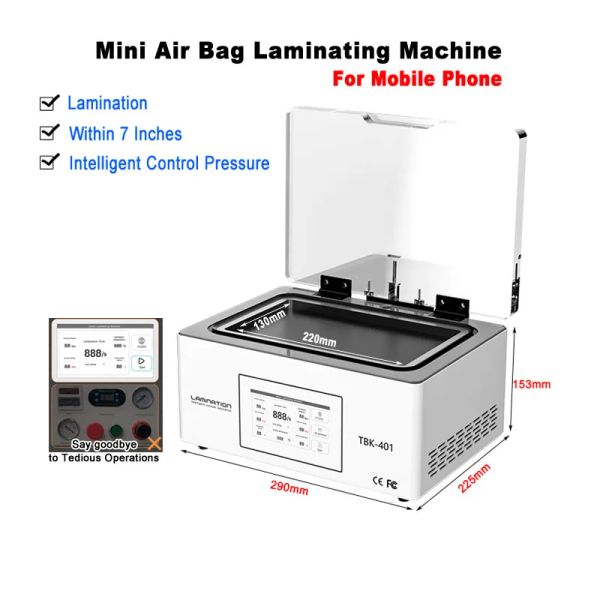 LY-TBK 401 Obergehäuse, visuelle Mini-Airbag-Laminiermaschine, 7 Zoll, für die Reparatur von flachen, gebogenen Bildschirmen, OCA-Laminator, Luftdebubble