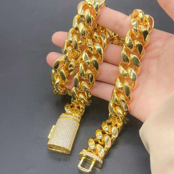 Atacado iced out cubana link chain 12-14mm moissanite 925 colar de prata para homens hip hop presente 16k ouro platinado