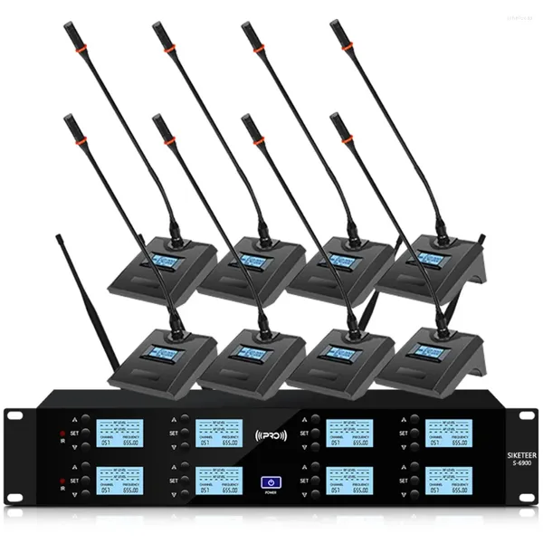 Mikrofonlar Kablosuz Mikrofon Gooseneck Professional 8CH UHF Sistemi Karaoke KTV Canlı Sahne Performans Öğretim Konferansı