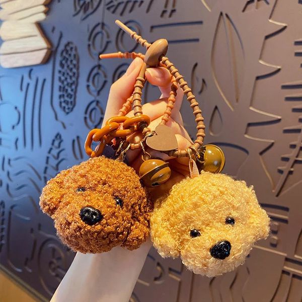 Chaveiros Lanyards Plush Poodle Teddy Dog Pingente Chaveiros Para Mulheres Homens Meninas Carro Anel Chaveiro Saco Charme DIY Acessórios Casal Presente 231101