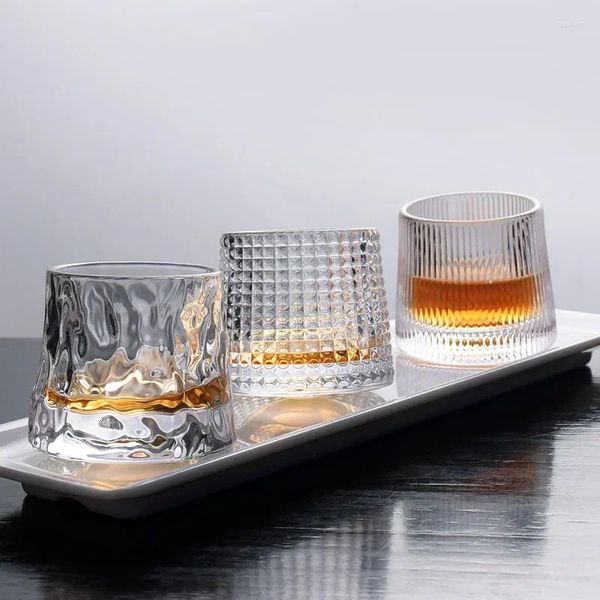 Copos de vinho criativo engrossar rotativo uísque vidro vodka copo bar festa uísque cerveja transparente brandy
