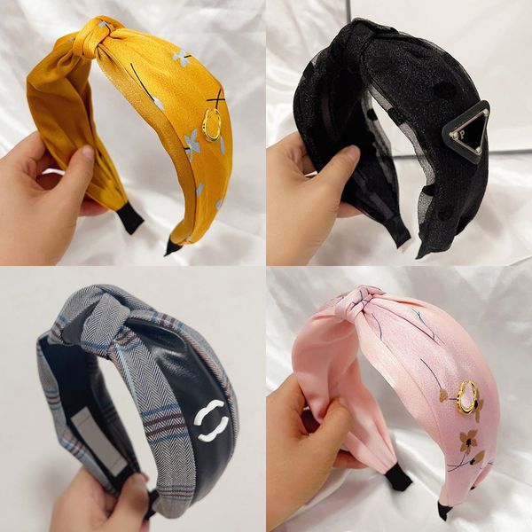 Designer de moda headbands faixa de cabelo das mulheres menina 18k ouro marca carta triângulo elástico bandana esportes fitness headwraps cabelos acessório