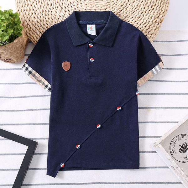 Детские рубашки детская рубашка поло Solid Childry Boys Polo Рубашки для корейских модных мальчиков дизайнерская одежда Школьная форма 230331