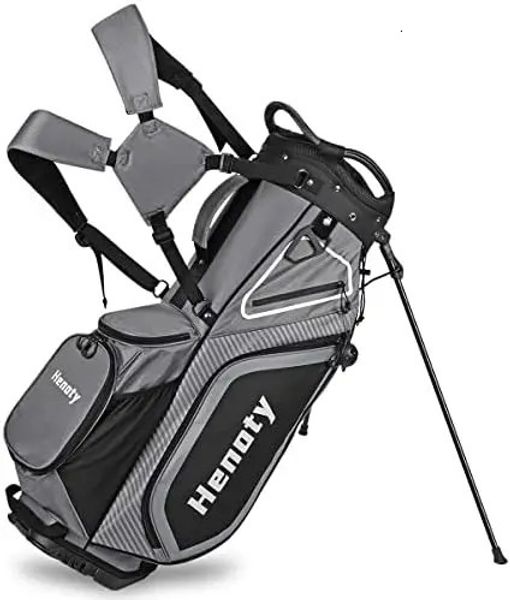 Golftaschen, Standtasche, 14-Wege-Trennwände oben, ergonomisch, leicht, mit 8 Taschen, Kühltasche, Staubschutz, Rucksack, Str 231102