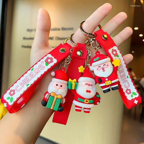 Schlüsselanhänger in Weihnachten Schlüsselanhänger für Autoschlüssel Anime Weihnachtsmann Schneemann Schlüsselanhänger Freunde Frauen Puppe Schlüsselanhänger Großhandel Geschenke