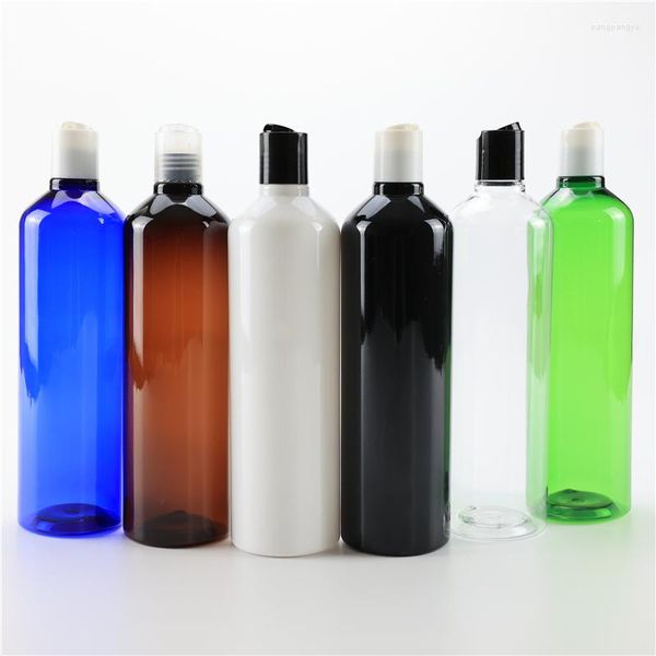 Aufbewahrungsflaschen Ankunft 500 ml x 10 weiß schwarz durchsichtige Plastikflasche mit Disc-Top-Kappe leerer Kosmetik-Shampoo-Verpackungsbehälter