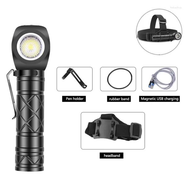 Faróis P8 LED Farol 800LM 3 Modos Magnético USB Carregamento Farol por 18650 Bateria Cabeça Tocha Trabalhando Acampamento Ao Ar Livre