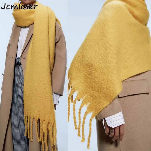 Lenços 2023 inverno cachecol mulheres cashmere envoltório quente pashmina sólido foulard feminino envolve grosso cobertor macio grandes borlas xale 231101