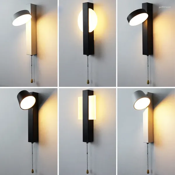 Lâmpadas de parede moderna simples lâmpada LED pode girar corredor de cabeceira e com interruptor de luz