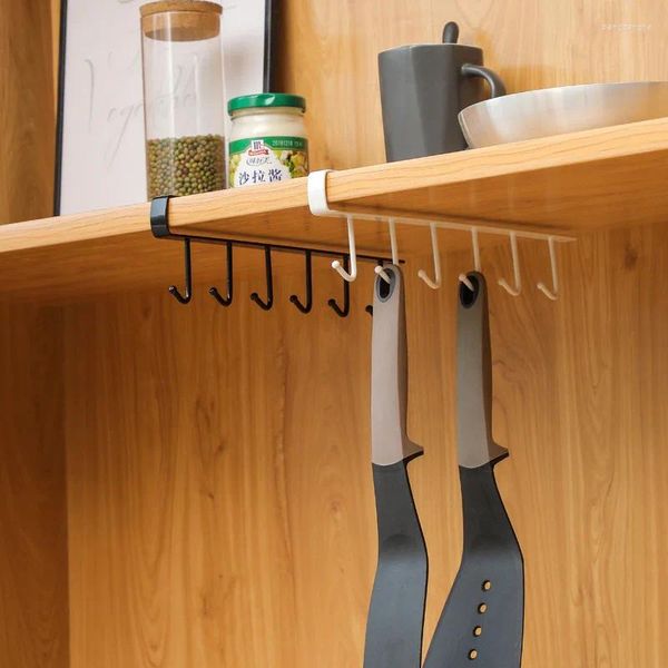 Бесшовный стеллаж для хранения на кухне, без гвоздей, подвесной крючок для гардероба из кованого железа, органайзер, художественная вешалка