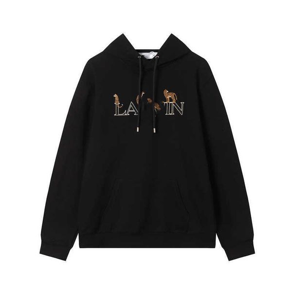 Outono nova marca de moda americana LAVINSGD Langfan dinheiro leopardo bordado impressão suéter com capuz masculino e feminino