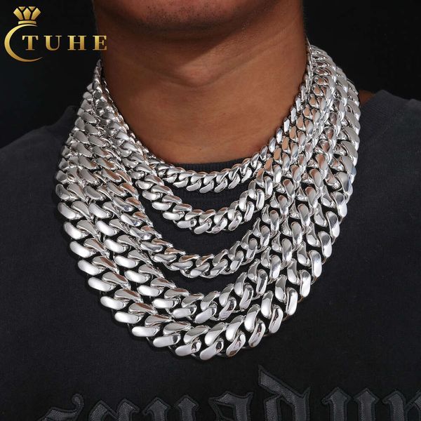 Cadenas Custom 10–22 mm Gold 925 Sterling Silber Moissanit Iced Out Schnalle Plain Miami Cuban Link Chain Halskette für Herren