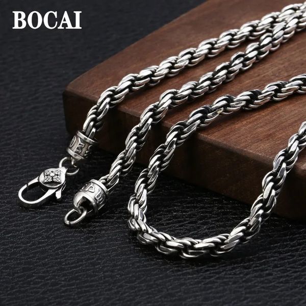 Чокеры BOCAI, 100% настоящее серебро S925, модные ювелирные изделия, 4 мм, плетение, индивидуальное мужское ожерелье 231101