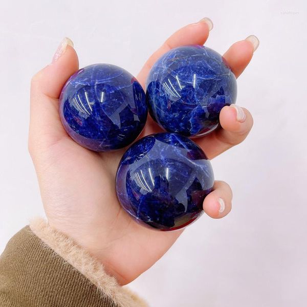 Statuette decorative Sfera di sodalite naturale Pietre curative al quarzo di alta qualità Punti di bacchetta di cristallo per la decorazione domestica