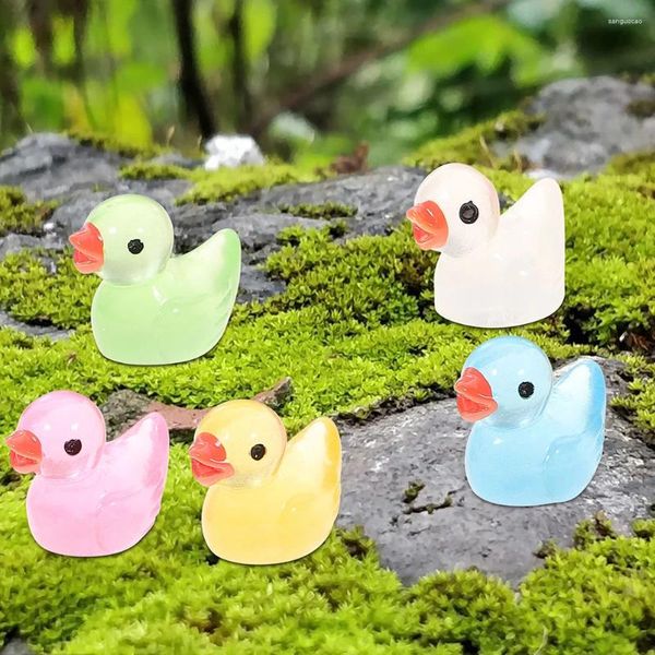 Decorações de jardim 100 Pcs Mini Pato Ornamento Em Miniatura Fada Guarnição Estátua Decorações De Resina