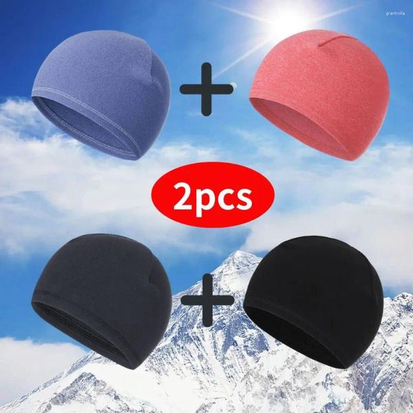 Berets 2 stücke 2023 Fleece Winter Hut Winddicht Outdoor Wandern Zubehör Jagd Military Männer Caps Snowboard Radfahren Wärmer Beanies