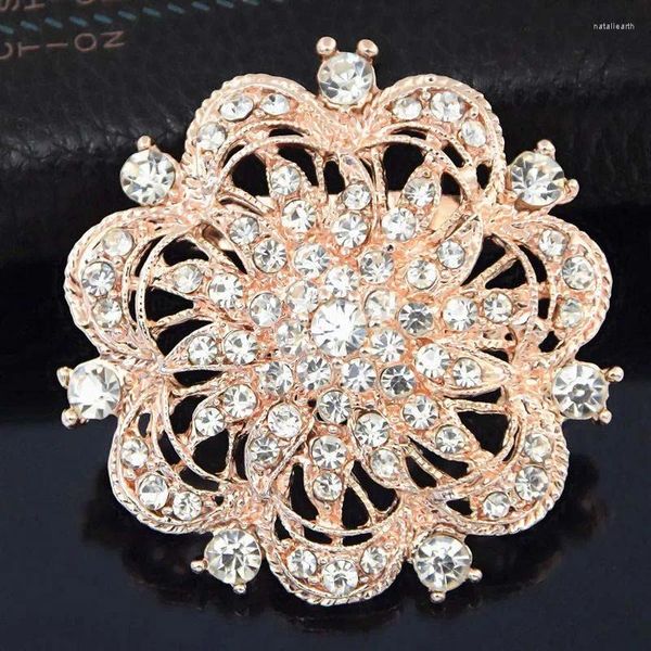 Broschen Einzelhandel Vintage klare Diamante Blume Frauen Kleidung Pins elegante Hochzeit Brautstrauß Brosche Pin