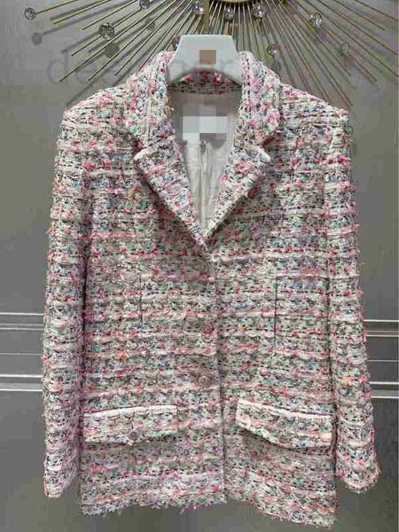 Damen-Wollmischungen Designer Frühjahr 2023 New White Fumei Chic Wind Kunlingben Pink Tweed Silk Lined Suit Coat SRKW