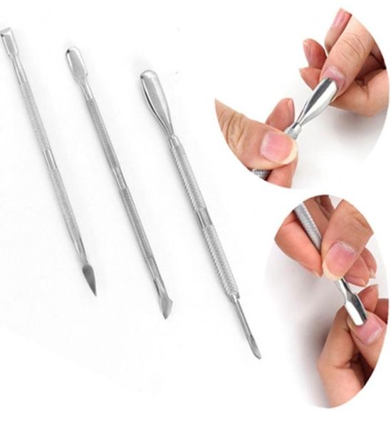 4 pçsset empurrador de unhas colher removedor removedor de cutícula aço inoxidável cutícula metal manicure pedicure cuidados corta cuticulas9072779
