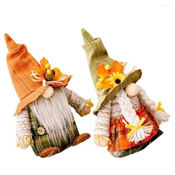 Decorações de jardim 2 Pcs Delicado Masculino Outono Casa Dia de Ação de Graças Gnomos Cascalho Decorativo