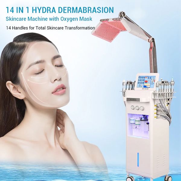 14 in 1 Aqua Peeling Hautfeuchtigkeit Mikrodermabrasion Akne Falten Porenreinigungsgerät RF Hautstraffung Verjüngung Faltenbeseitigung PDT Bakterizider Salon