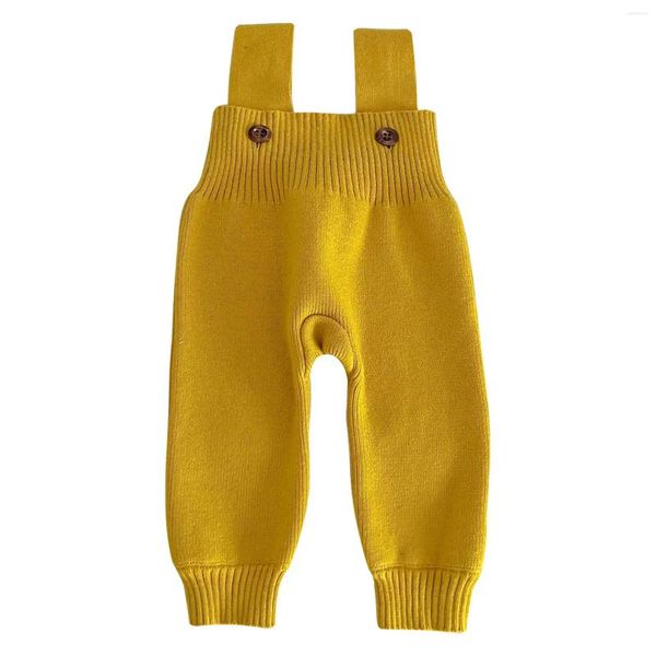 Calças do bebê meninas meninos cor sólida elástico camisola suspender calças macacão casual de malha macacão com cintas ajustáveis