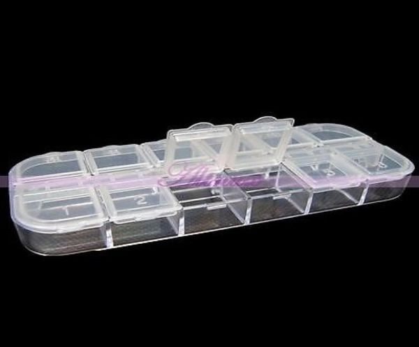 Цельнопрозрачный пластиковый 12 мини-коробок для хранения ювелирных изделий, наконечников для дизайна ногтей, чехол для инструментов 3996334