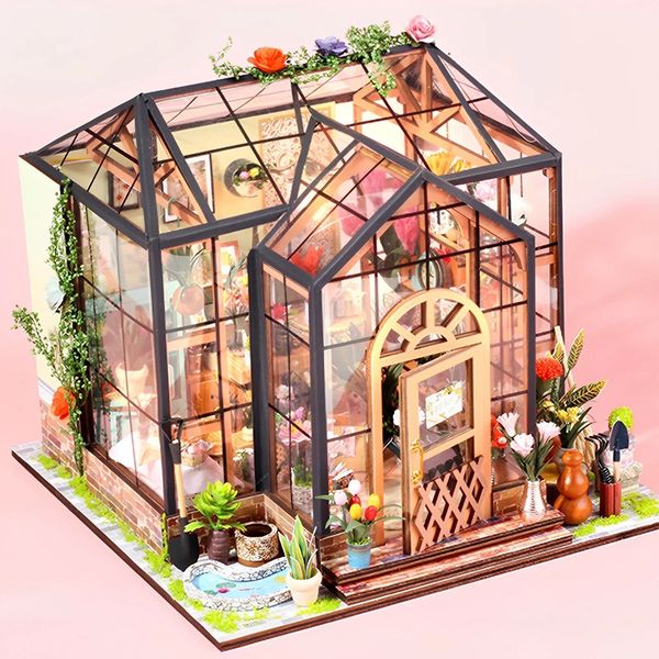 Doll House Accessoires DIY Miniature Kit mit LED Light Dollhouse Model Möbel Weihnachtsgeschenke 231102