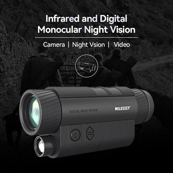 Monóculos Mileseey HD dispositivo de visão noturna infravermelha dupla utilização câmera monocular 8X zoom digital telescópio para viagens ao ar livre caça dropship 231101