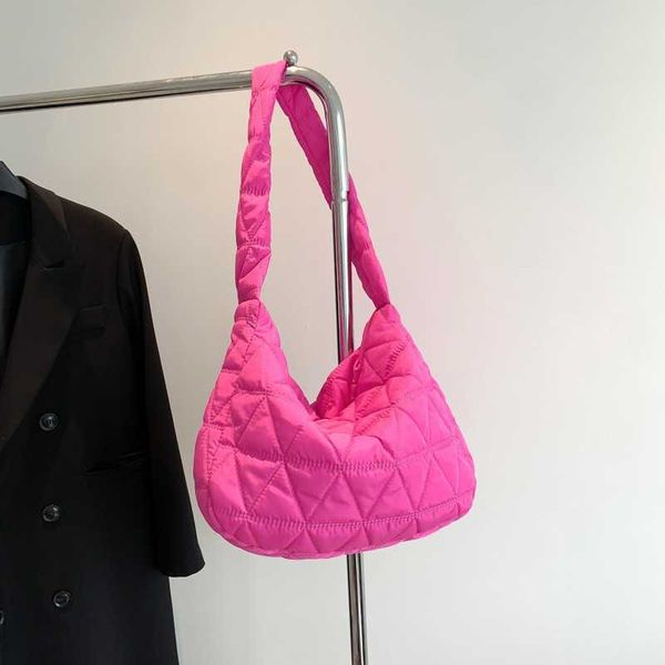 Вечерние сумки-пуховик, женская новая простая однотонная сумка-тоут, повседневная сумка с ромбовидной сеткой, большая вместительная сумка ярких цветов на плечо
