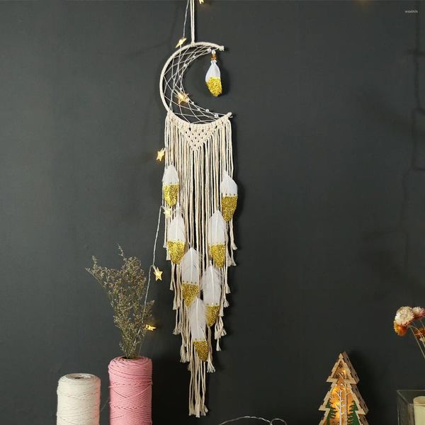 Wandteppiche Wandteppich Handgewebtes Baumwollseil mit Fransen Wandhintergrund Böhmisches hängendes Schlafzimmer Windspiele Ornament Dekoration