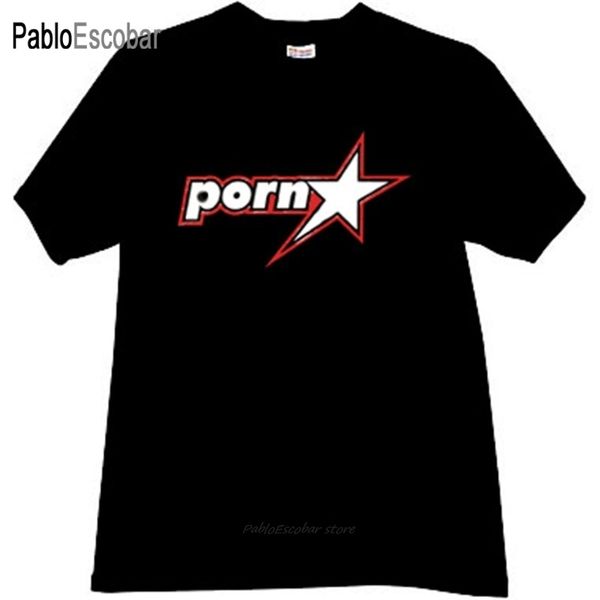 Homens camisetas T-shirt de algodão marca masculina tees PORNSTAR Cool T-shirt em preto masculino moda tshirt 4xl 5xl plus size 230331