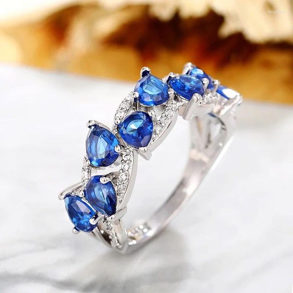 Anéis de casamento huitan moda proposta anel feminino cerimônia de noivado festa jóias deslumbrante zircônia cúbica acessórios de dedo para