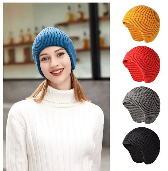 Cappello a cuffia lavorato a maglia cappelli invernali caldi paraorecchie polsino per donna uomo caccia all'aperto C413