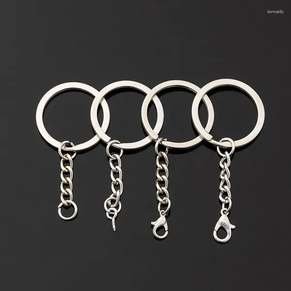 Anahtarlıklar 100 PCS/Lot Gümüş Kaplama Metal Boş Anahtarlama Anahtarlık Takılar Bölünmüş Halka Keyfob Anahtar Tutucu Bağlantı Halkaları DIY Zincir Aksesuarları