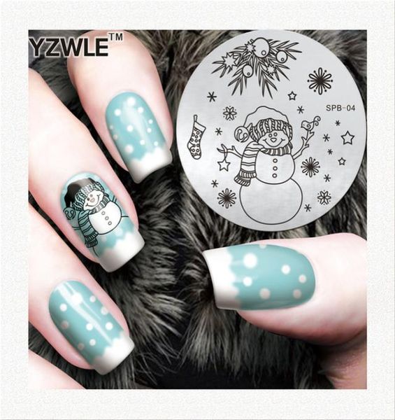 Hele YZWLE Bloem Kerst Vintage Patroon Stempelen Nail Art Image Plate 56cm RVS Sjabloon Polish Manicure Ste3329489