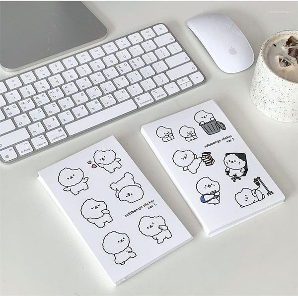 Embrulhado de presente coreano ins fofo simples urso branco estilo adesivos de cartão goo